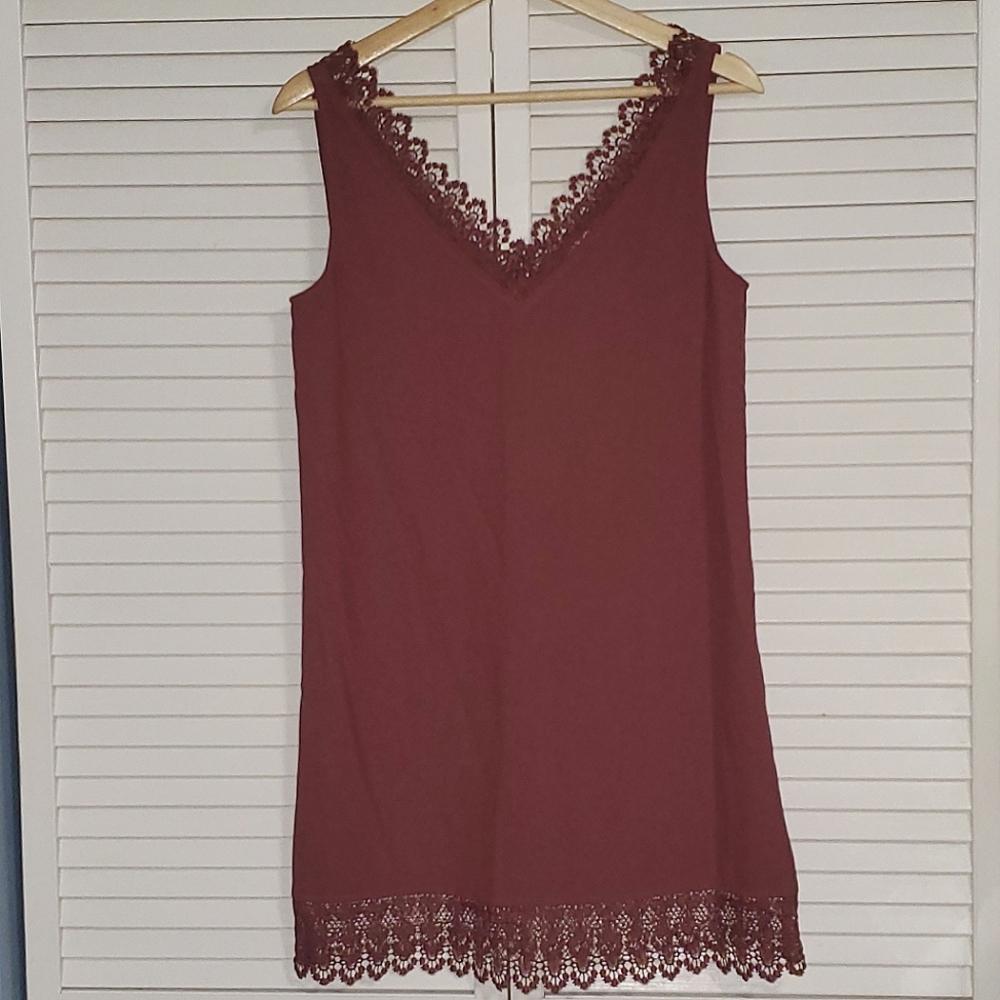 Leith mauce lace trim v-neck shift mini dress Sz XS